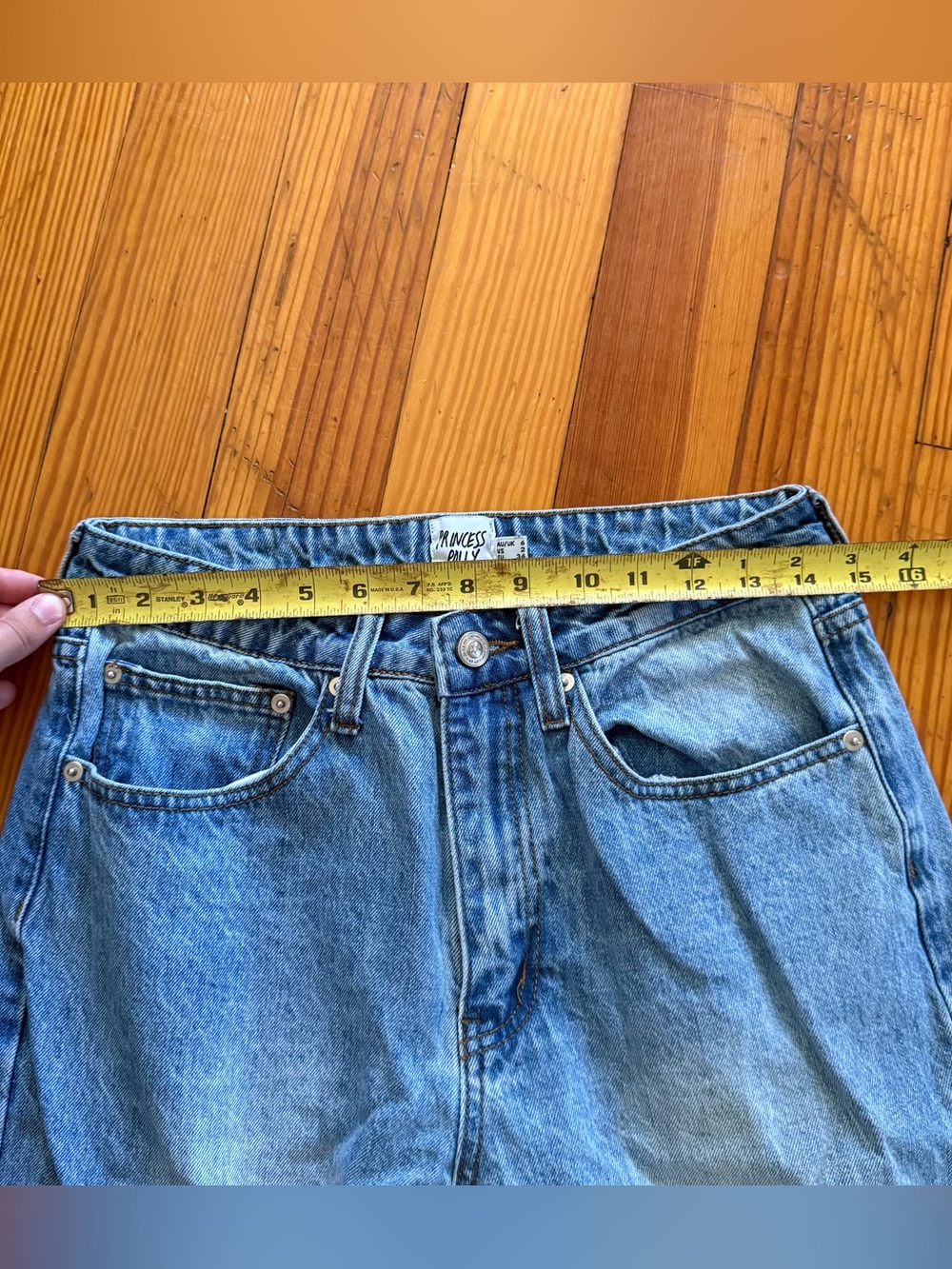 Princess Polly Fairmount Straight Leg blue denim distressed jeans size 2 - Picture 7 of 10